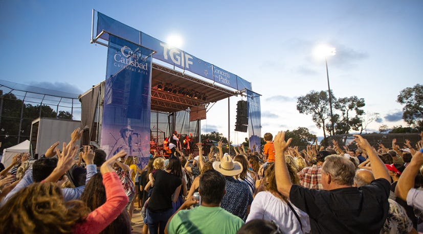 Carlsbad’s TGIF Concert in the Park series will have nine concerts in 2024, but a massive makeover to limit attendance and enhance security. Courtesy image