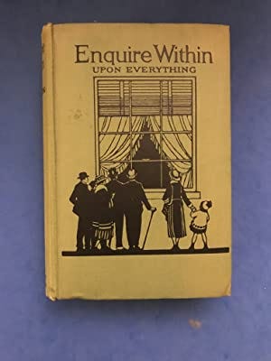 Photograph of the cover of Enquire Within Upon Everything, a Victorian book containing general knowledge