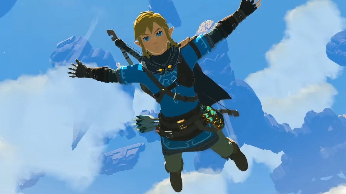 Link falling from the sky in Tears of the Kingdom