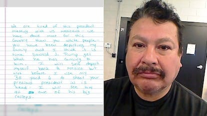 Una carta de amenaza a Donald Trump atribuida erróneamente a Ramón Morales Reyes (derecha), immigrante indocumentado.