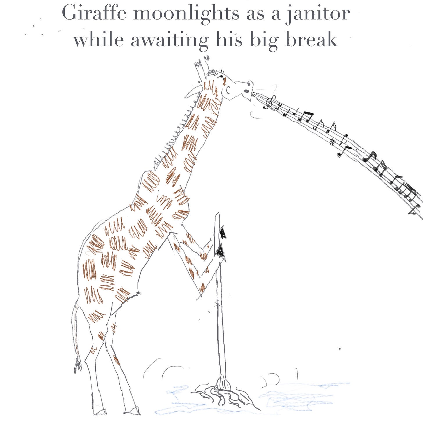 Giraffe works as a custodian