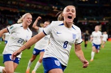 England’s Georgia Stanway celebrates scoring their side’s first goal of the game during the FIFA Women’s World Cup 2023, Group D match at Brisbane Stadium