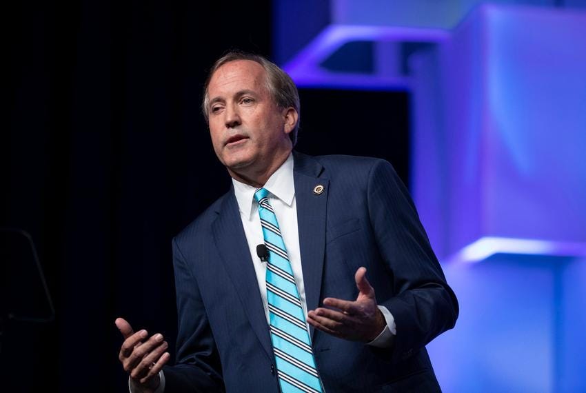 Texas Attorney General Ken Paxton speaks to delegates at the Texas Republican Convention in San Antonio on June 15, 2018.