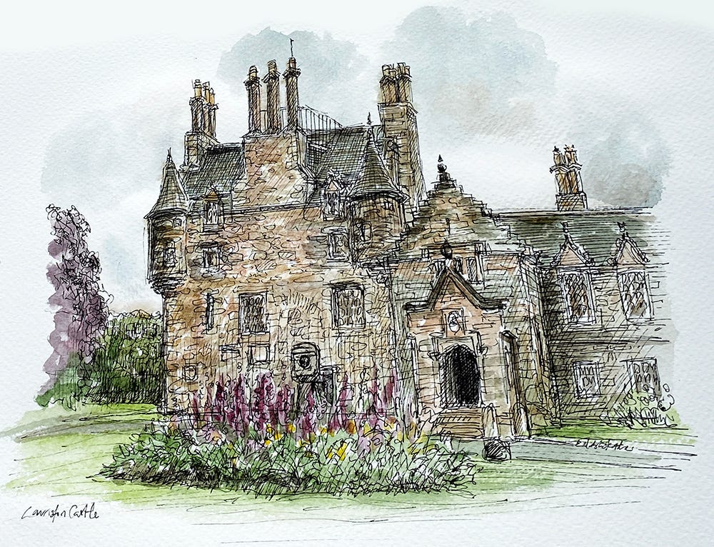 a sketch of Lauriston Castle by the Edinburgh Sketcher