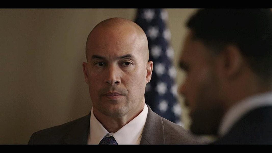 Walker Codie Bell giving mean look to Trey on set 3.09.