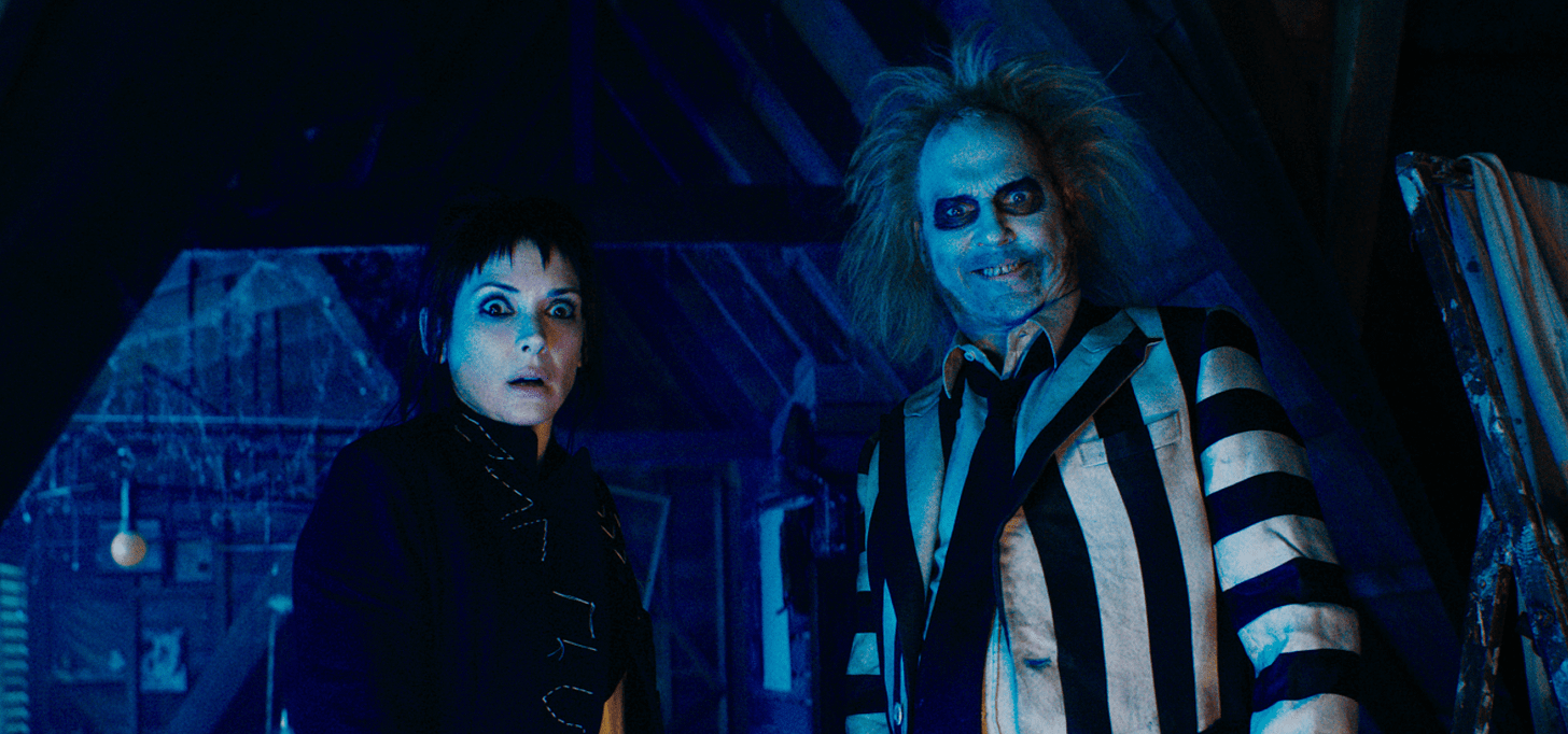 Winona Ryder and Michael Keaton in Beetlejuice Beetlejuice