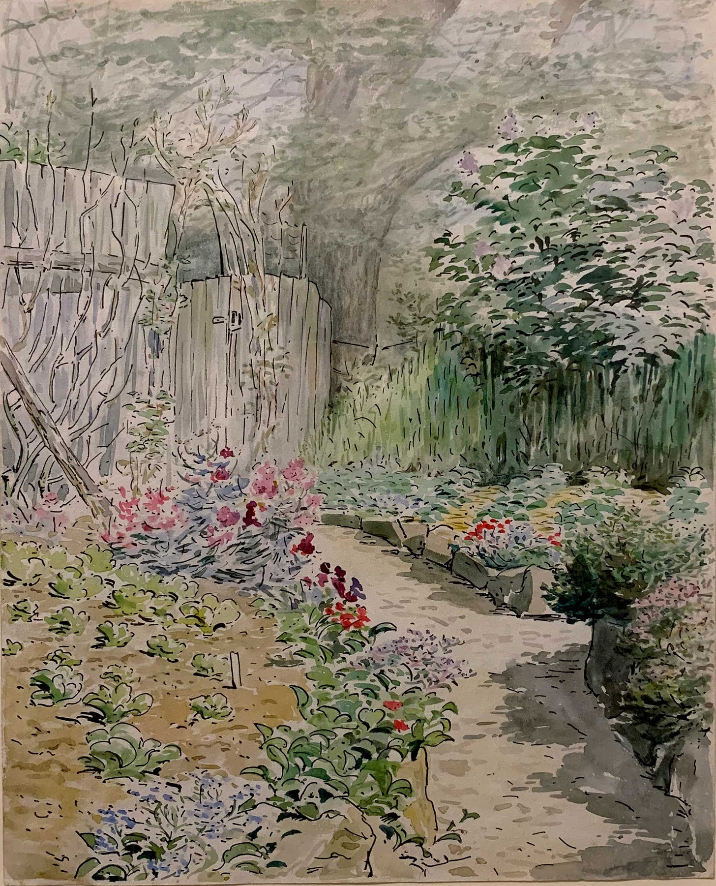 Beatrix Potter garden painting