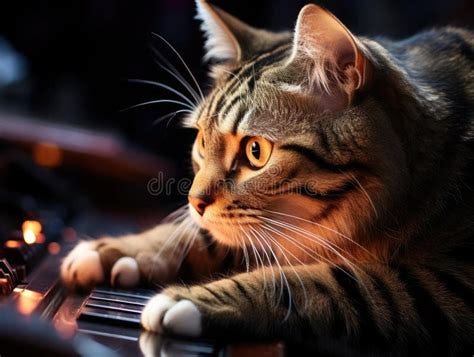 Tabby Cat Typing on Keyboard Stock Illustration - Illustration of ...