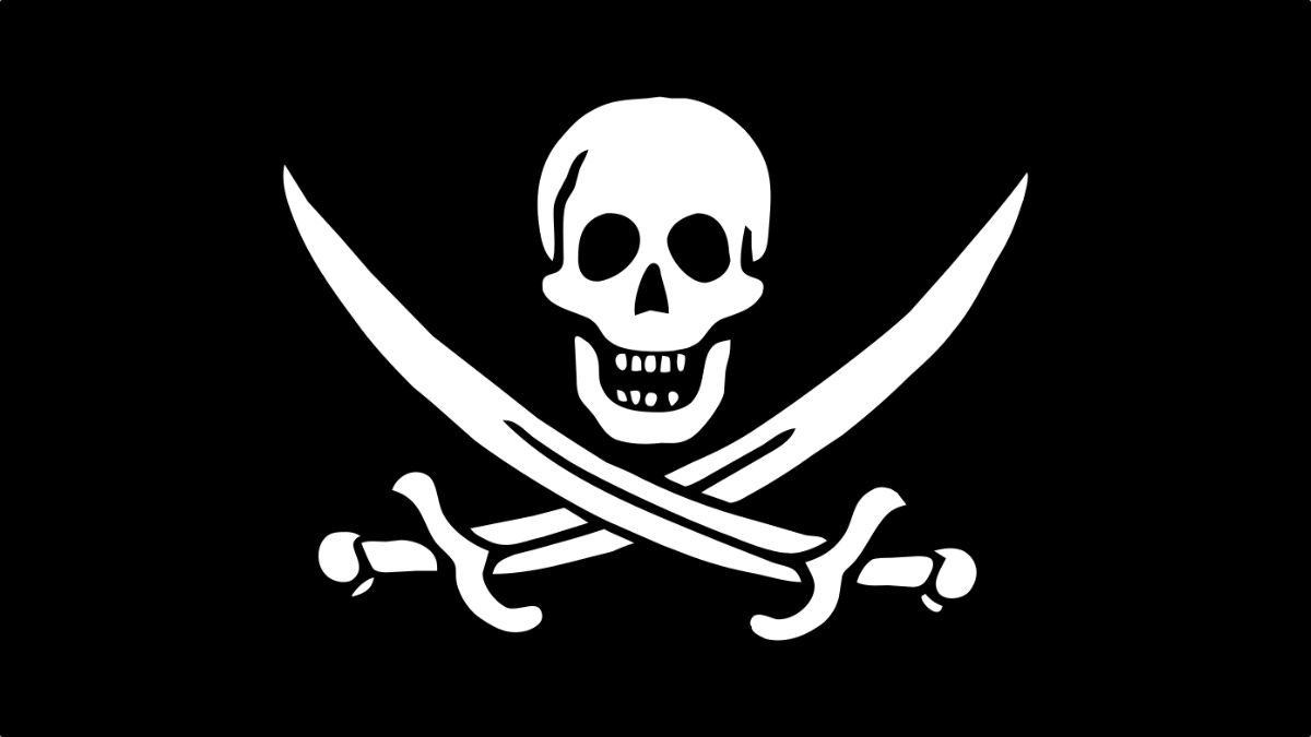 Skull and crossbones on black background