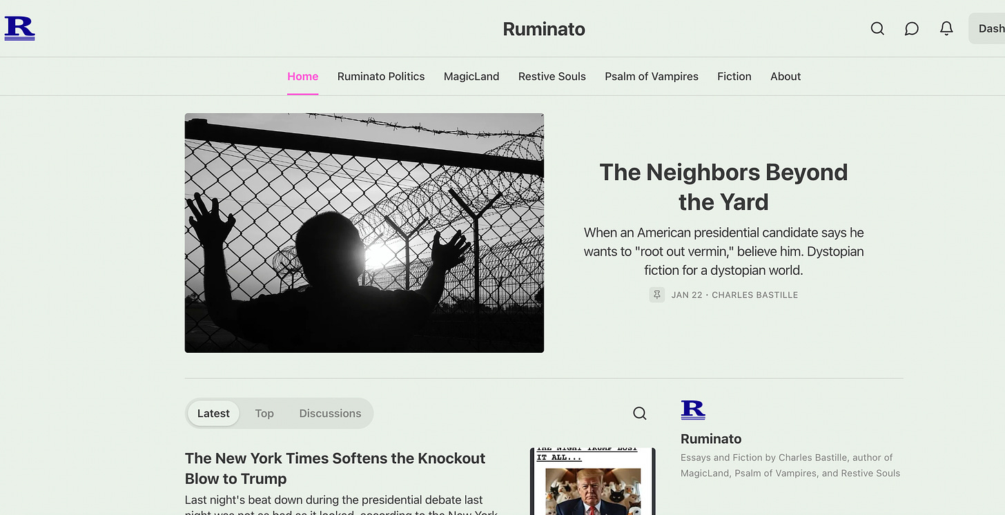 Screenshot of Ruminato home page