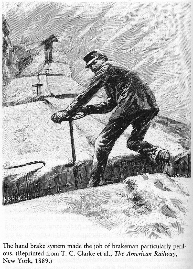 Depiction of Railroad Brakeman from The American Railway, 1889