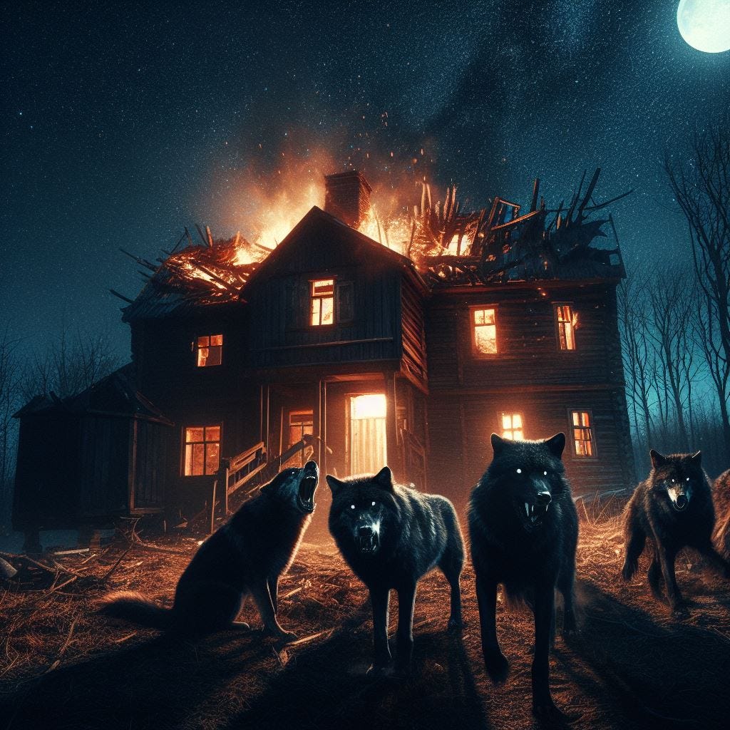 black wolves pack burning house short fiction