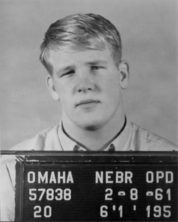 Nick Nolte mugshot by the Omaha police department, arrested for selling 20 phony draft cards in ...