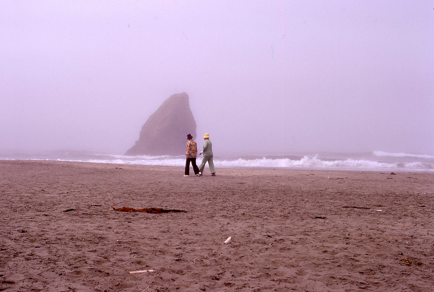 Women walking on the shore in Oregon