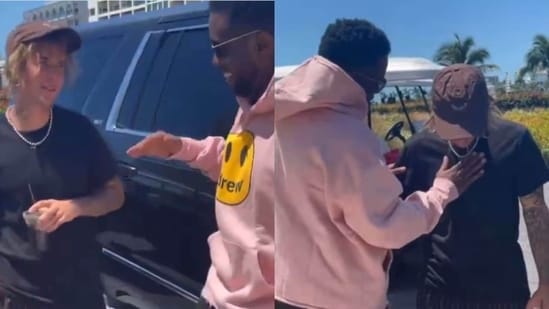 Diddy appears to be patting down Justin Bieber in a 3-year-old video to check for a wire. The video went viral again after Homeland Security raided his LA and Miami homes in the wake of several sexual assault allegations.