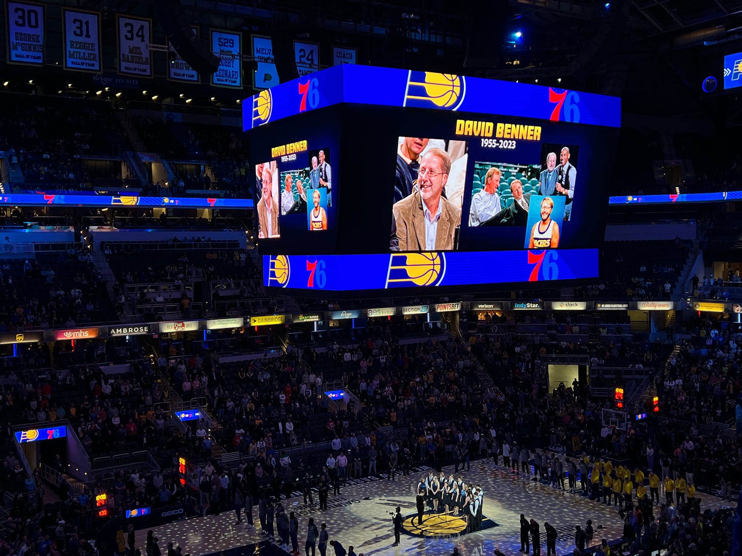 The Pacers held a moment of silence on March 6, their first home game since the passing of longtime PR director David Benner.