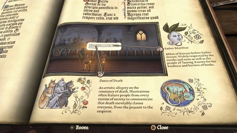 The illuminated manuscript within the game