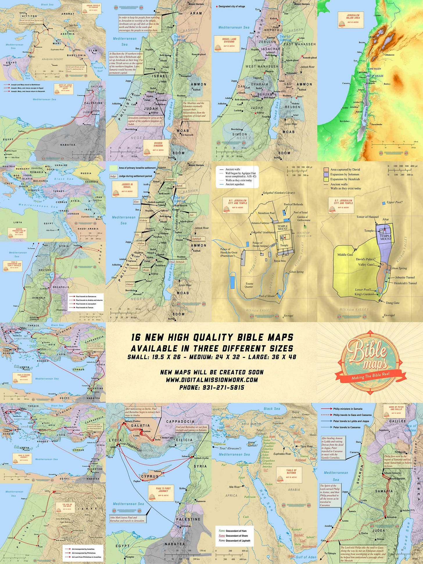 A group of Bible maps available from Digital Mission Work.