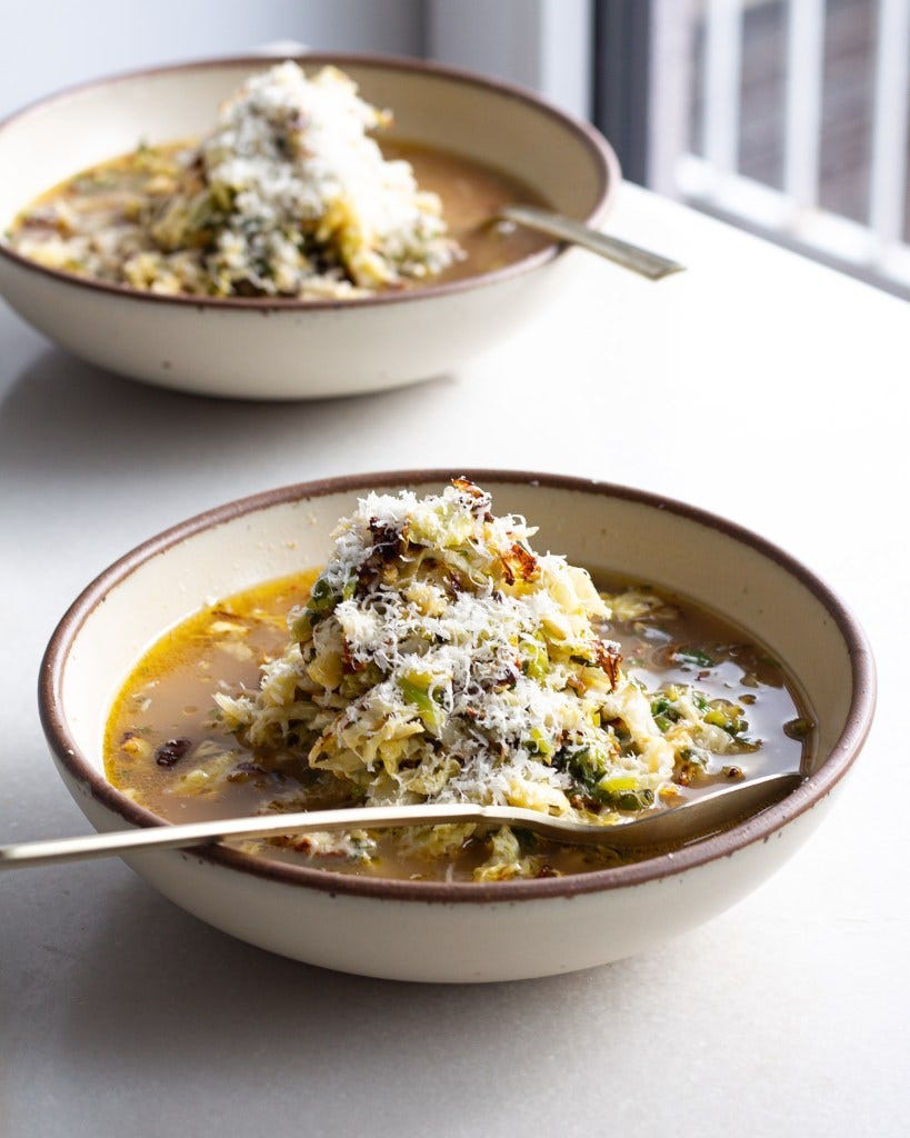 Herby Cabbage in Parmesan Broth