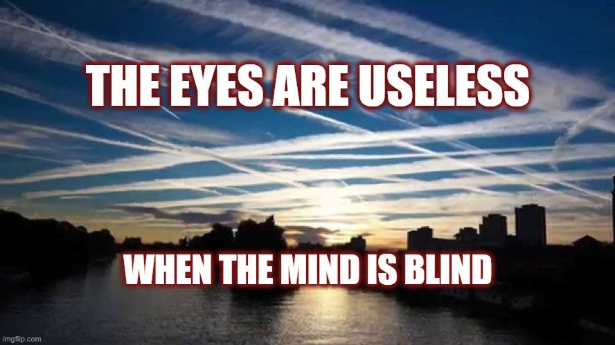 As of July 1, 2024, Spraying over Tennessee is banned | THE EYES ARE USELESS; WHEN THE MIND IS BLIND | image tagged in chemtrails,geoengineering,fight back,maga,tennessee hb2063,tennessee sb2691 | made w/ Imgflip meme maker