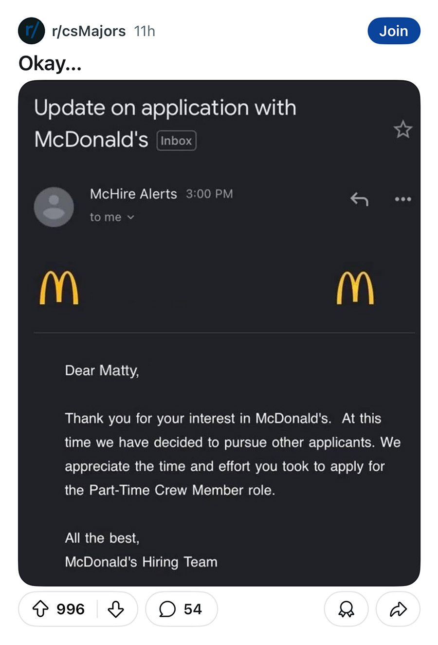 McDonald's rejection