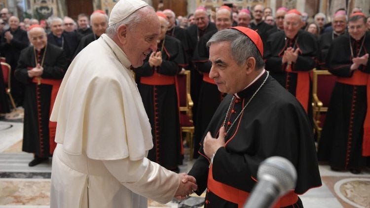 Pope Francis and Cardinal Becciu, archive foto