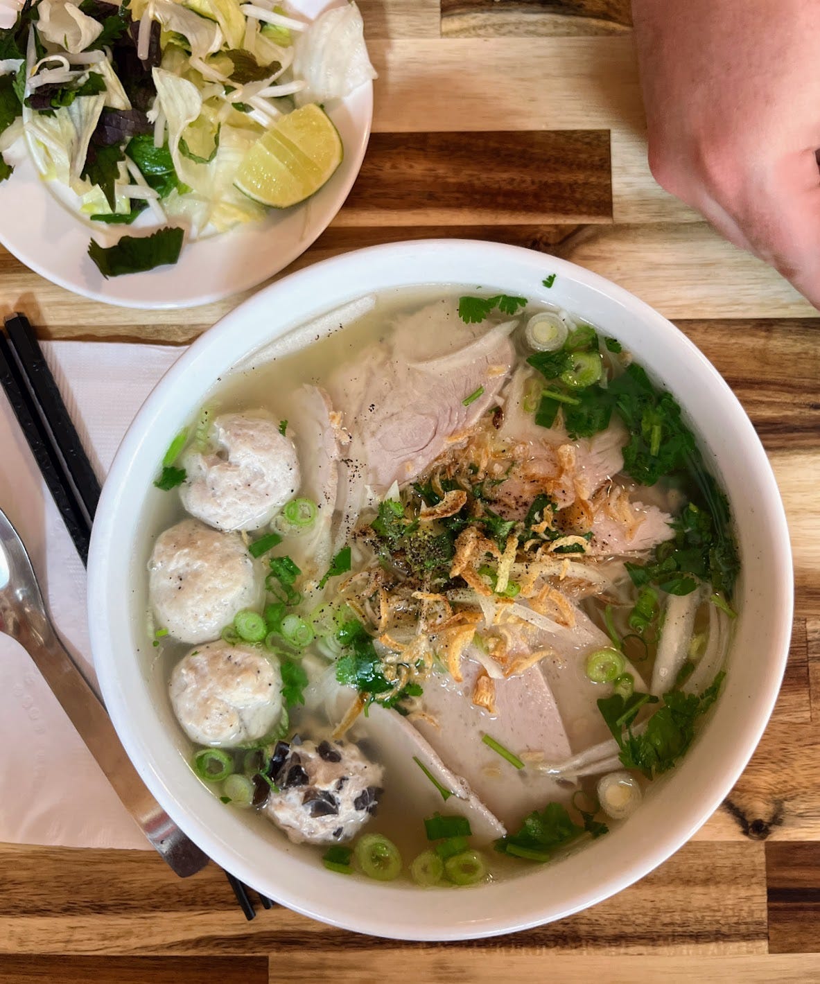 Bún mọc and accompaniments
