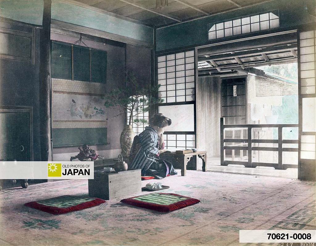 Traditional Japanese interior with hibachi Traditional Japanese interior with hibachi