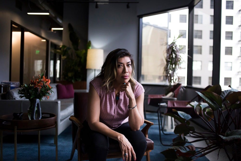 LOS ANGELES, CA - MAY 25, 2019: Lucy Flores in the lobby of the office building where she works in downtown Los Angeles, CA., on Saturday, May 25, 2019. (Jenna Schoenefeld for The Washington Post via Getty Images) LOS ANGELES, CA - MAY 25, 2019: Lucy Flores in the lobby of the office building where she works in downtown Los Angeles, CA., on Saturday, May 25, 2019. (Jenna Schoenefeld for The Washington Post via Getty Images)