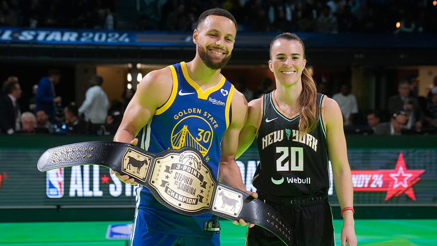 Warriors' Stephen Curry takes home the win against Bay Area-native Sabrina  Ionescu in close 3-pt contest at NBA All-Star Weekend - ABC7 San Francisco