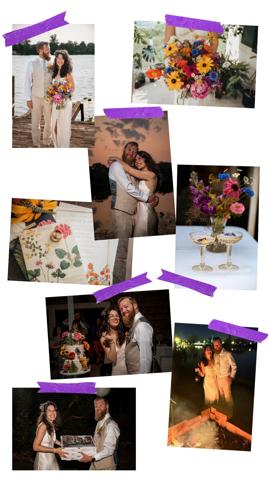 Collage of Chloe's wedding photos