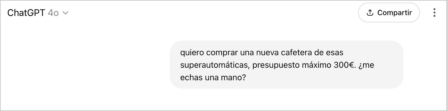 inicio de conversación de compra con chatgpt