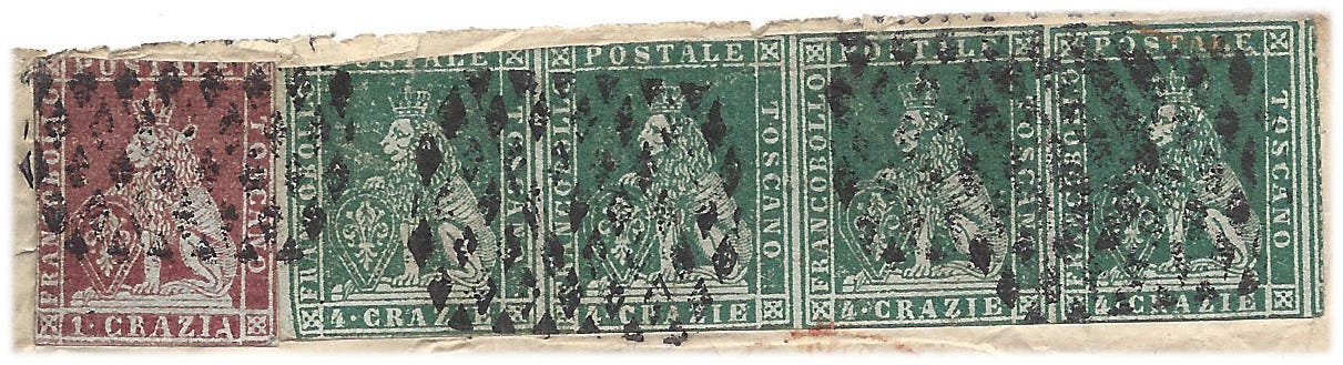 17 crazie in Tuscan stamps