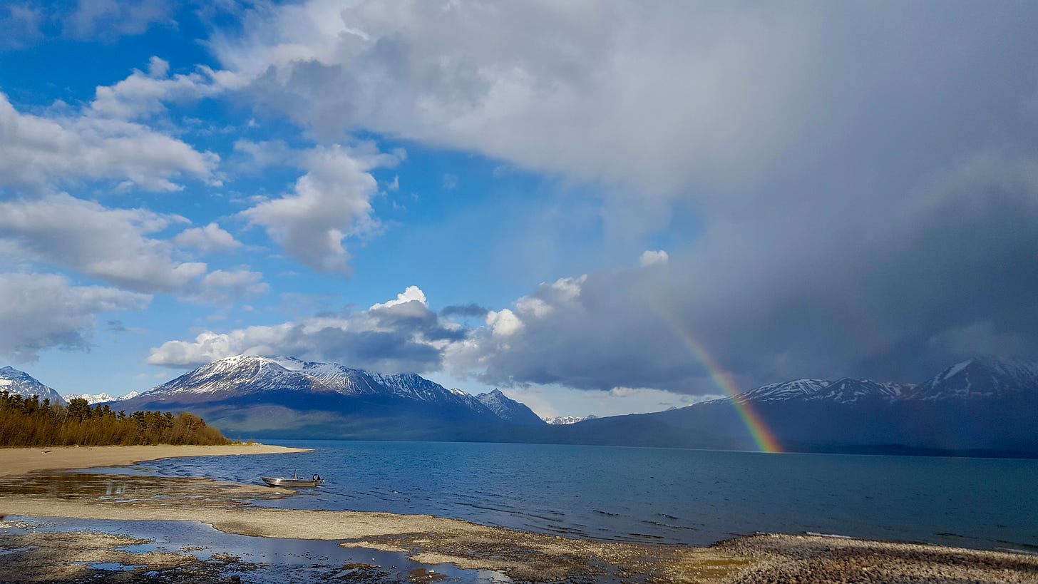 Rainbow over Lake Clark, Alaska