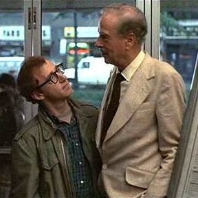 Woody Allen standing in line for "The Sorrow and the Pity" with Marshall  McLuhan in "Annie Hall" (1977). | Hooray for hollywood, Woody allen, Famous  faces