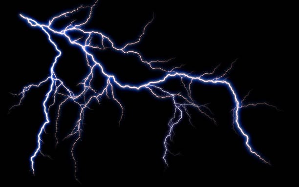 Massive Lightning Bolt With Branches Isolated On Black Background Branched  Lightning Bolt Electric Bolt Stock Photo - Download Image Now - iStock