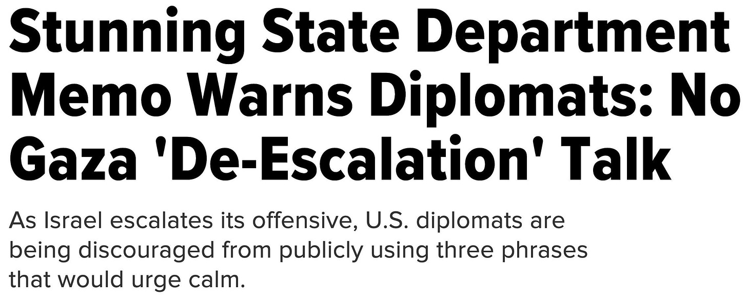 U.S. State Department Memo Explicitly Prohibits Gaza “De-Escalation Talk” :  r/ClassWarAndPuppies