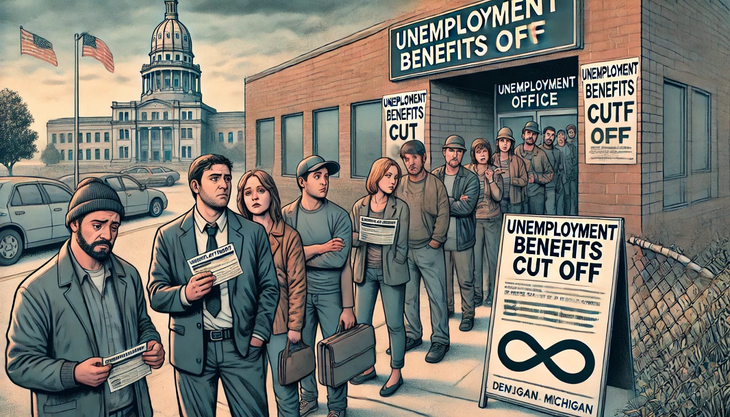 #Michigan cut off #Unemployment for thousands of eligible residents. It’s not the first time, and it’s certainly not the last. ♾