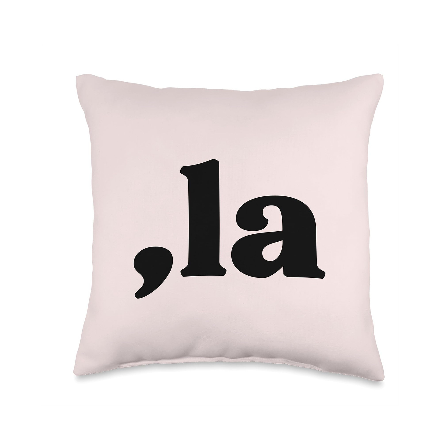 A white pillow with black text on it

Description automatically generated