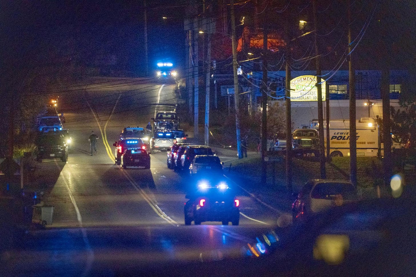 Police respond to an active shooter situation in Lewiston, Maine, on Wednesday.