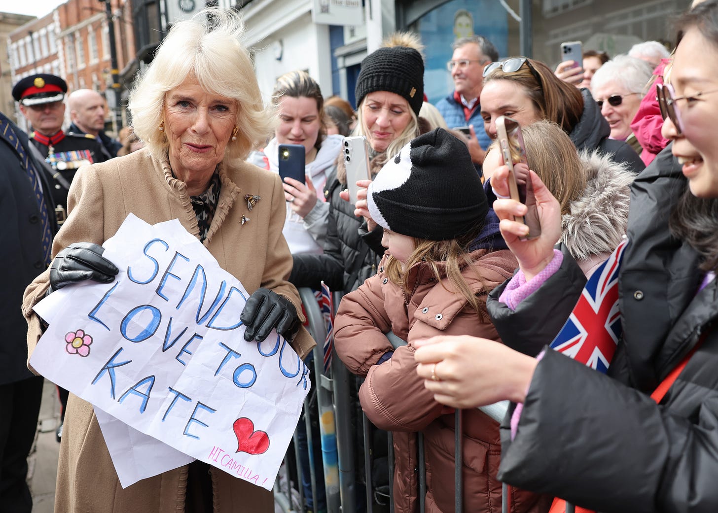 queen camilla meets kate middleton well-wishers in shropshire