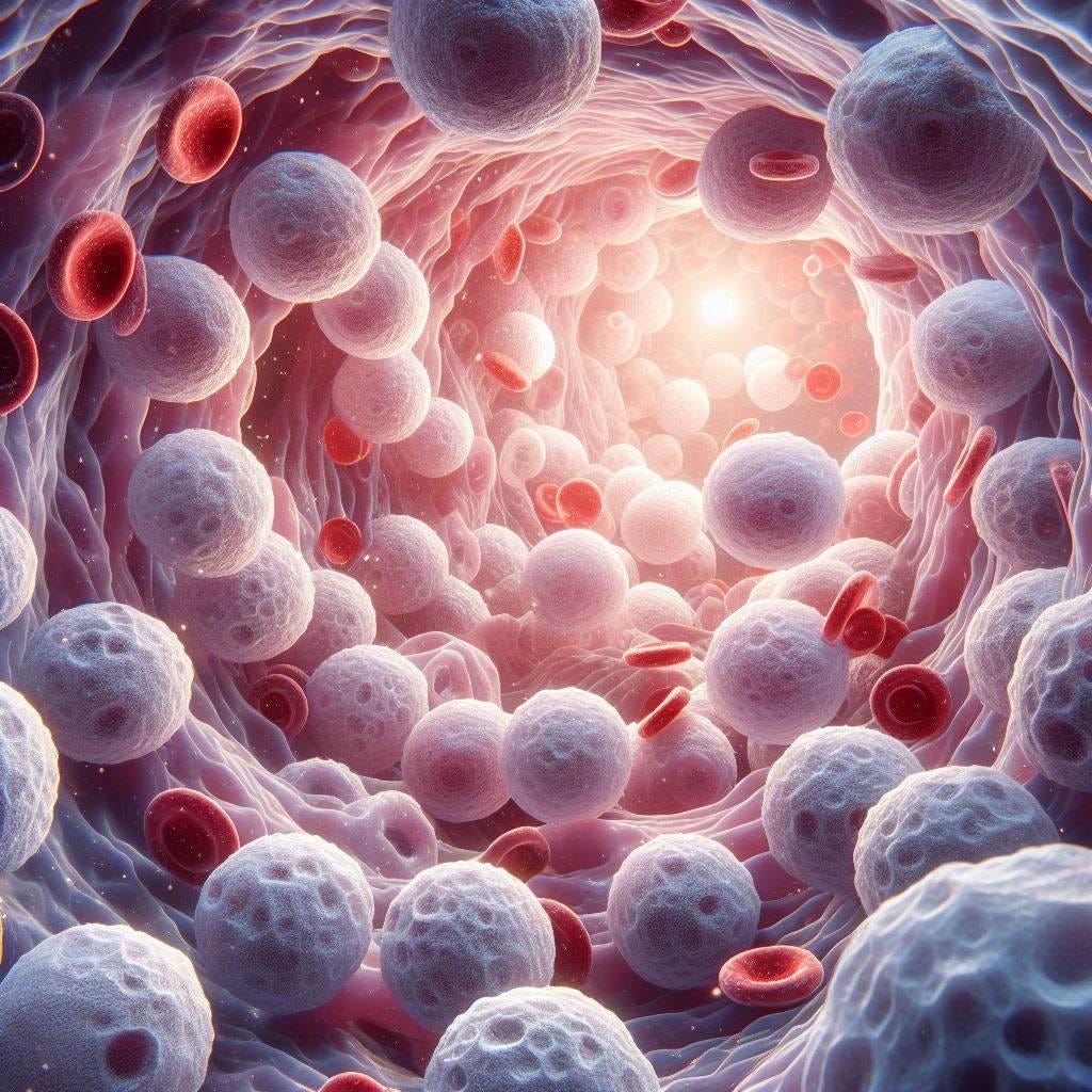 white blood cells in a lymph node