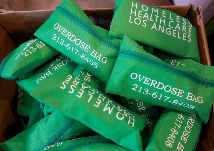 Overdose kits in Los Angeles intended to help keep addicts alive.