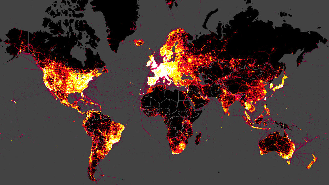 This is the Strava Global Heatmap. I couldn’t get the running-specific heatmap so just know that the activities logged in the sea are not by Jesus.