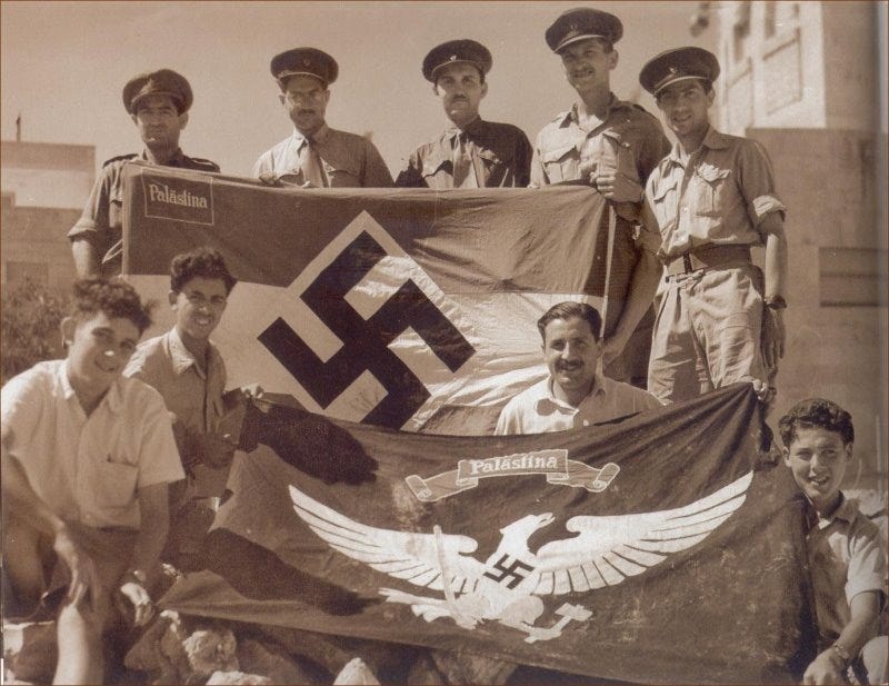 Palestiinan natsipuolue oli hyvissä väleissä Hitlerin Saksan kanssa ja saksalaiset avustivat sen perustamisessa.