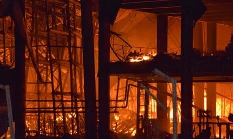 Shelling set buildings ablaze in Odesa, southern Ukraine in the early hours of Monday morning.