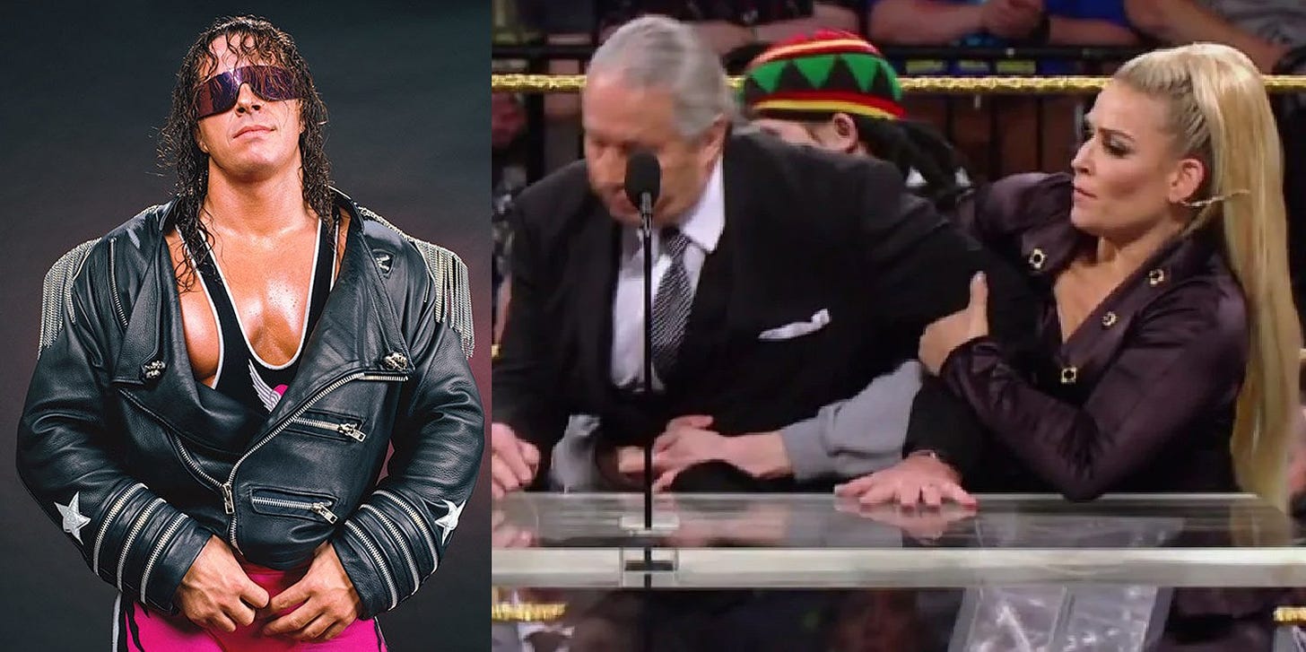 Bret Hart injured by fan during Hall of Fame ceremony.