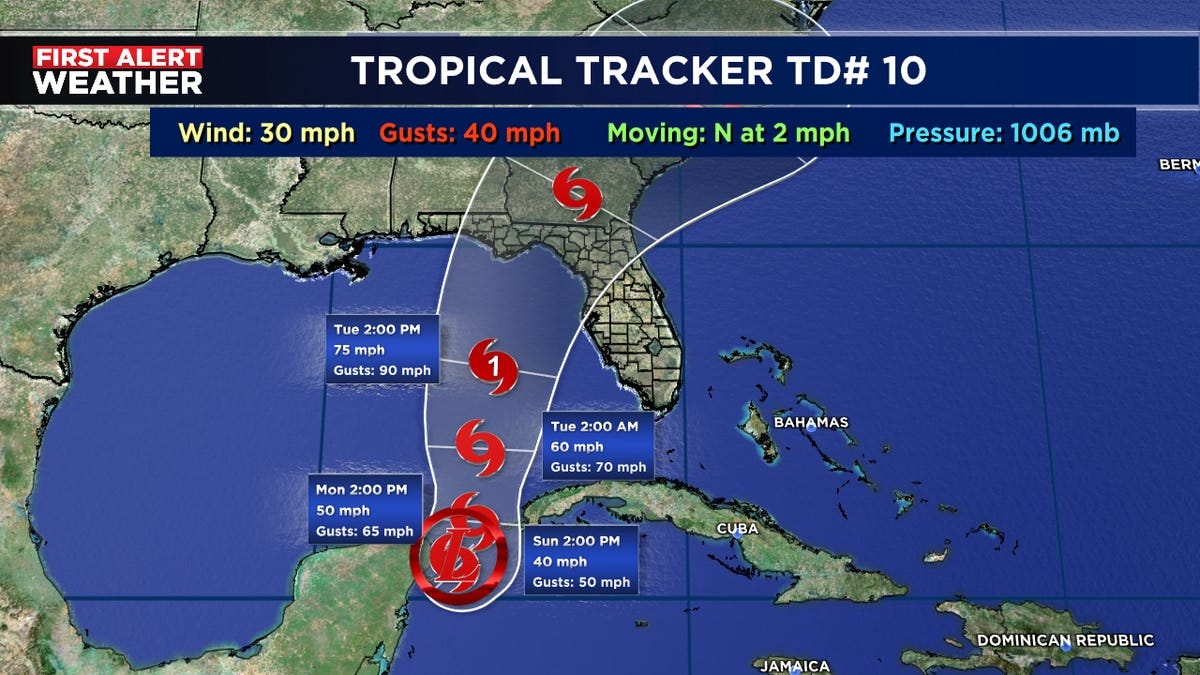 Cone of uncertainty released for tropical depression #10