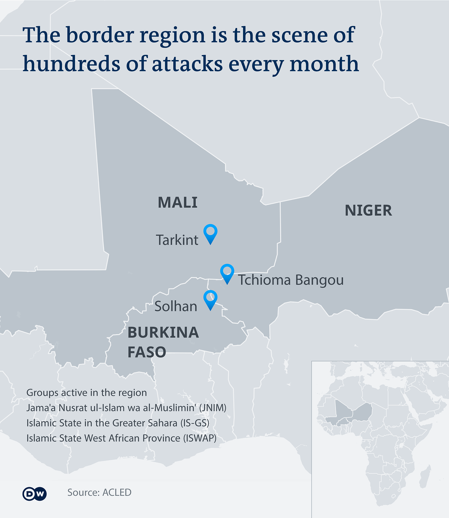 Map of region and Islamist activity