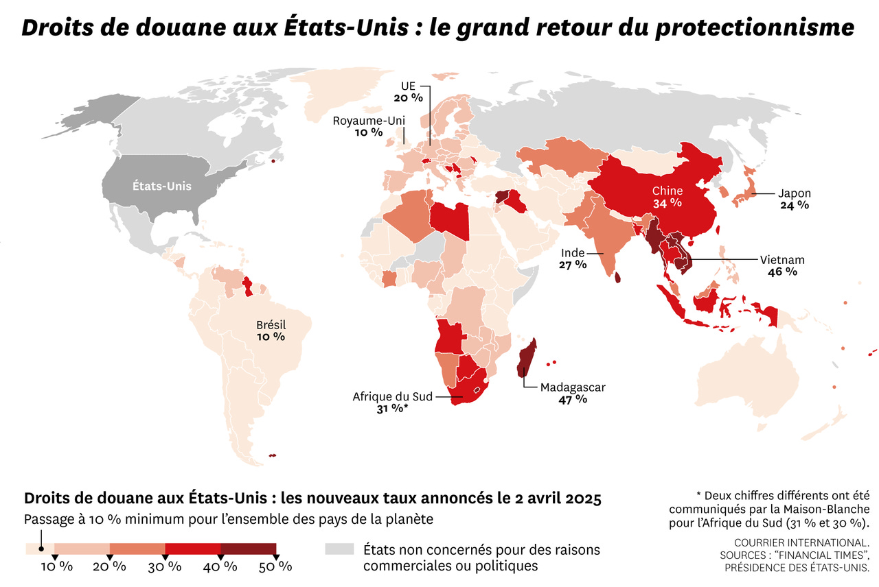 Une carte pour mesurer l'ampleur des droits de douane américains